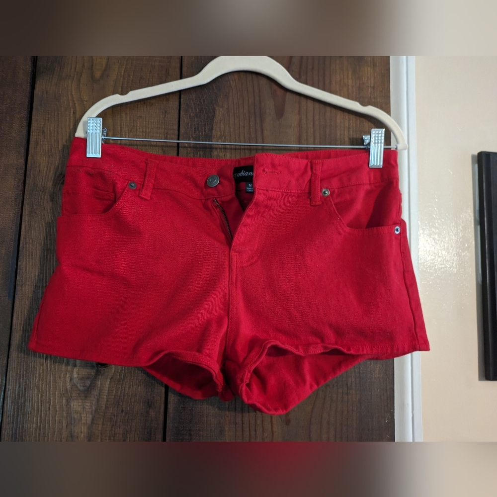 Red jean short shorts